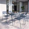 DEGHI Set pranzo con tavolo 120x70 cm e 4 sedie con braccioli in acciaio blu oceano - Faber