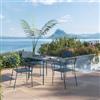 DEGHI Set pranzo con tavolo 80x80 cm e 4 sedie con braccioli in acciaio blu oceano - Faber
