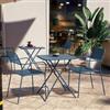 DEGHI Set bistrot con tavolo pieghevole 60x60 cm e 2 sedie con braccioli in acciaio blu oceano - Faber