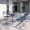 DEGHI Set pranzo con tavolo 120x70 cm e 4 sedie pieghevoli in acciaio blu oceano - Faber