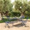 DEGHI Set pranzo con tavolo 150x80 cm e 4 sedie pieghevoli in acciaio blu oceano - Faber