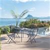 DEGHI Set pranzo con tavolo 80x80 cm e 4 sedie pieghevoli in acciaio blu oceano - Faber