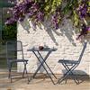 DEGHI Set bistrot con tavolo pieghevole 60x60 cm e 2 sedie pieghevoli in acciaio blu oceano - Faber