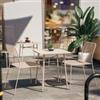 DEGHI Set bistrot con tavolo 60x60 cm e 2 sedie in acciaio vaniglia - Faber