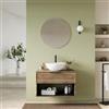 DEGHI Mobile bagno sospeso con cassetto e vano a giorno 80 cm rovere america cannettato con top - Mida