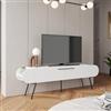 DEGHI Mobile porta tv 195x57h cm bianco con 2 ante a ribalta e piedi in metallo nero - Joanne