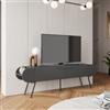 DEGHI Mobile porta tv 195x57h cm antracite con 2 ante a ribalta e piedi in metallo nero - Joanne