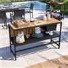 DEGHI Modulo cucina da esterno con scomparto per ghiaccio 145x50x95h cm in alluminio nero e top effetto legno - Lancy