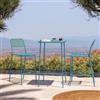 DEGHI Set bistrot con tavolo alto 60x60 cm e 2 sgabelli in acciaio blu maldive - Faber