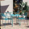 DEGHI Set bistrot con tavolo 60x60 cm e 2 sedie con braccioli in acciaio blu maldive - Faber