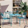 DEGHI Set bistrot con tavolo 70x70 cm e 2 sedie con braccioli in acciaio blu maldive - Faber