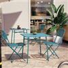 DEGHI Set bistrot con tavolo 70x70 cm e 2 sedie pieghevole in acciaio blu maldive - Faber