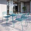 DEGHI Set pranzo con tavolo 120x70 cm e 4 sedie in acciaio blu maldive - Faber