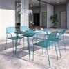 DEGHI Set pranzo con tavolo 120x70 cm e 4 sedie con braccioli in acciaio blu maldive - Faber