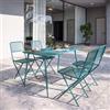 DEGHI Set pranzo con tavolo 120x70 cm e 4 sedie pieghevoli in acciaio blu maldive - Faber