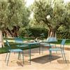 DEGHI Set pranzo con tavolo 150x80 cm e 4 sedie in acciaio blu maldive - Faber