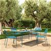 DEGHI Set pranzo con tavolo 150x80 cm e 4 sedie con braccioli in acciaio blu maldive - Faber