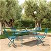 DEGHI Set pranzo con tavolo 150x80 cm e 4 sedie pieghevoli in acciaio blu maldive - Faber