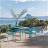 DEGHI Set pranzo con tavolo 80x80 cm e 4 sedie con braccioli in acciaio blu maldive - Faber