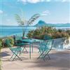 DEGHI Set pranzo con tavolo 80x80 cm e 4 sedie pieghevoli in acciaio blu maldive - Faber