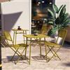 DEGHI Set bistrot con tavolo 60x60 cm e 2 sedie pieghevoli in acciaio ocra - Faber