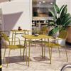 DEGHI Set bistrot con tavolo 70x70 cm e 2 sedie con braccioli in acciaio ocra - Faber