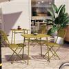 DEGHI Set bistrot con tavolo 70x70 cm e 2 sedie pieghevole in acciaio ocra - Faber