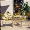 DEGHI Set bistrot con tavolo pieghevole 60x60 cm e 2 sedie con braccioli in acciaio ocra - Faber