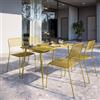 DEGHI Set pranzo con tavolo 120x70 cm e 4 sedie in acciaio ocra - Faber