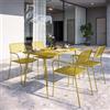 DEGHI Set pranzo con tavolo 120x70 cm e 4 sedie con braccioli in acciaio ocra - Faber
