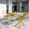 DEGHI Set pranzo con tavolo 120x70 cm e 4 sedie pieghevoli in acciaio ocra - Faber
