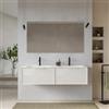 DEGHI Mobile bagno sospeso con 2 cassetti 140 cm bianco opaco cannettato con lavabo doppia vasca - Mida