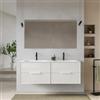 DEGHI Mobile bagno sospeso con 4 cassetti 140 cm bianco opaco cannettato con lavabo doppia vasca - Mida