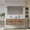 DEGHI Mobile bagno sospeso con 4 cassetti 140 cm rovere america cannettato con lavabo doppia vasca - Mida