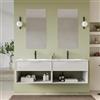 DEGHI Mobile bagno sospeso con cassetti e vani a giorno 160 cm bianco opaco cannettato con lavabo doppia vasca - Mida