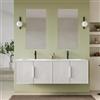 DEGHI Mobile bagno sospeso con ante 160 cm bianco opaco cannettato con lavabo doppia vasca - Mida