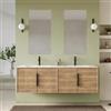 DEGHI Mobile bagno sospeso con ante 160 cm rovere acero cannettato con lavabo doppia vasca - Mida