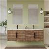 DEGHI Mobile bagno sospeso con ante 160 cm rovere america cannettato con lavabo doppia vasca - Mida