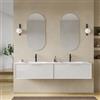 DEGHI Mobile bagno sospeso con 2 cassetti 180 cm bianco opaco cannettato con lavabo doppia vasca - Mida
