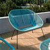 DEGHI Divano da giardino in metallo nero rivestito in corda azzurro - Kalimba