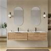 DEGHI Mobile bagno sospeso con 2 cassetti 180 cm rovere acero cannettato con lavabo doppia vasca - Mida