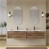 DEGHI Mobile bagno sospeso con 2 cassetti 180 cm rovere america cannettato con lavabo doppia vasca - Mida