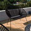 DEGHI Divano da giardino in metallo nero rivestito in corda nera - Kalimba