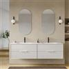 DEGHI Mobile bagno sospeso con 4 cassetti 180 cm bianco opaco cannettato con lavabo doppia vasca - Mida