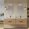 DEGHI Mobile bagno sospeso con 4 cassetti 180 cm rovere acero cannettato con lavabo doppia vasca - Mida