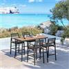 DEGHI Set pranzo tavolo alto 160x70 cm e 4 sgabelli in metallo e corda antracite - Ibisco