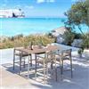 DEGHI Set pranzo tavolo alto 160x70 cm e 4 sgabelli in metallo e corda tortora - Ibisco