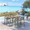 DEGHI Set pranzo tavolo alto 160x70 cm e 4 sgabelli in metallo e corda verde oliva - Ibisco