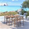 DEGHI Set pranzo tavolo alto 160x70 cm e 4 sgabelli in metallo e corda cappuccino - Ibisco