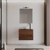 DEGHI Mobile bagno sospeso 70 cm con cassetti rovere deciso cannettato con top - Deck
